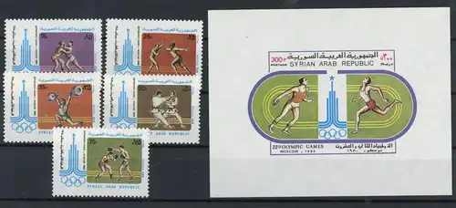 Syrien 1471-1475 + Bl. 61 postfrisch Olympia 1980 Moskau #1H564