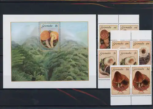Grenada Paare 1491-1494, Block 162 postfrisch Pilze #1G425