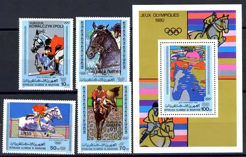 Mauretanien 699-702 + Bl. 30 postfrisch Olympia 1980 Moskau #1H584