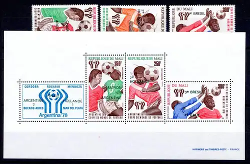 Mali 657-659 + Bl. 11 postfrisch Fußball WM 1978 #1H628