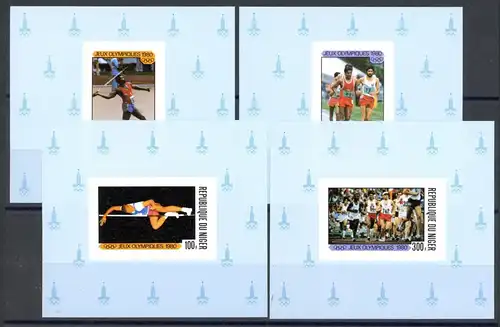 Niger Einzelblock 695-698 B postfrisch Olympia 1980 Moskau #1H603