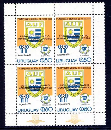 Uruguay 4er Block mit 1537 postfrisch Fußball WM 1978 #1H636