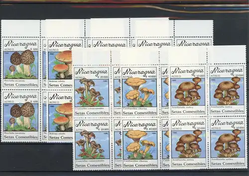Nicaragua Viererblöcke 3001-3007 postfrisch Pilze #1G373