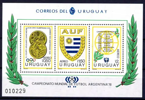 Uruguay Block 39 postfrisch Fußball WM 1978 #1H615