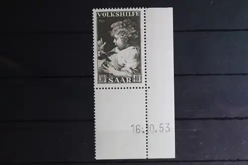 Saarland 346 Br postfrisch Eckrand mit Druckdatum ungefaltet #FX471