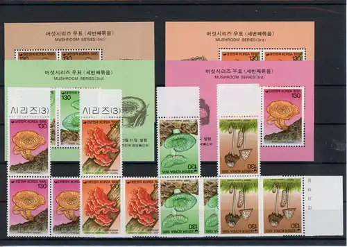 Südkorea Dreierstreifen 1830-1833, Block 606-609 postfrisch Pilze #1G187