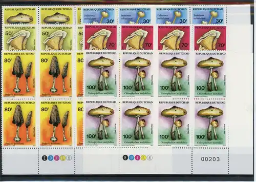 Tschad Achterblock 1092-1097 postfrisch Pilze #1G269