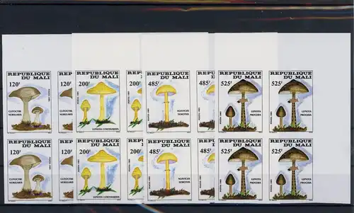 Mali Viererblöcke 1038-1041 B postfrisch Pilze #1G392