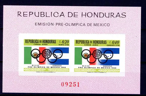 Honduras Block 10 postfrisch Olympia 1968 Mexiko #1H467