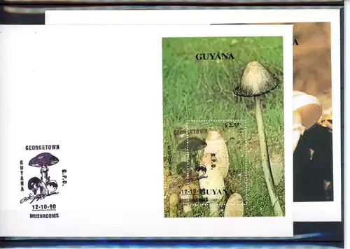 Guyana Block 106-109 Pilze Ersttagesbrief/FDC #1G494