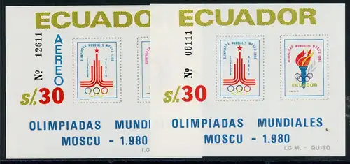 Ecuador Block 95-96 postfrisch Olympia 1980 Moskau #1H541