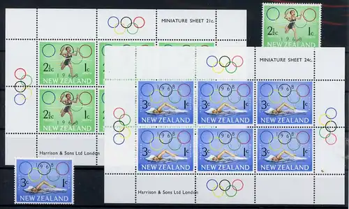 Neuseeland KB Satz mit 487-488 postfrisch Olympia 1968 Mexiko #1H488
