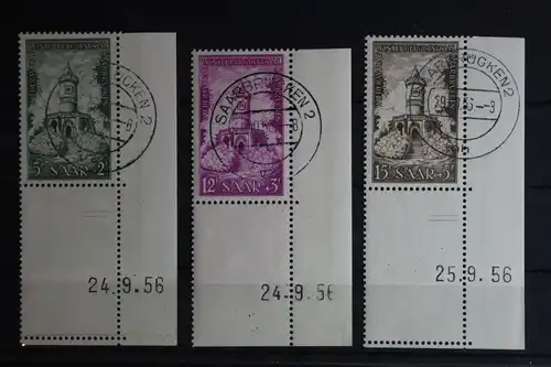 Saarland 373 Br-375 Br gestempelt Eckrand mit Druckdatum ungefaltet #FZ175