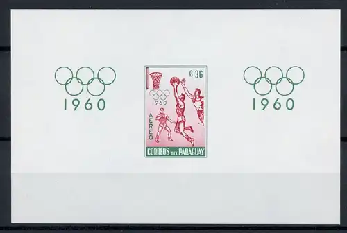 Paraguay Block mit 840 postfrisch Olympia 1960 Rom #1H718