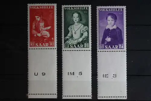 Saarland 354-356 postfrisch alles UR mit Maschinennummer ungefaltet #FZ038