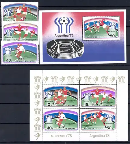 Korea EM + KB 1676-1679 + Bl. 41 postfrisch Fußball WM 1978 #GG2142