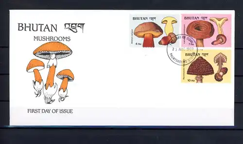 Bhutan 1147-1155 Pilze Ersttagesbrief/FDC #1G453