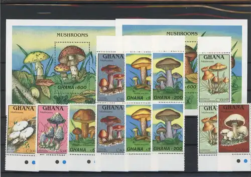 Ghana 1287-1294, Block 145-146 postfrisch Pilze #1G346