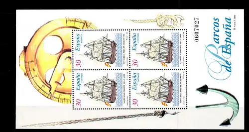 Spanien Block 62 mit 4 x 3264 postfrisch Schifffahrt #FU708