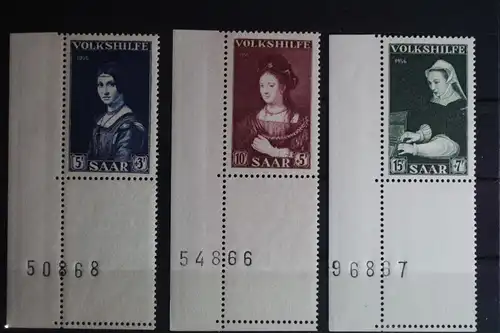 Saarland 376-378 postfrisch Eckrand mit Bogennummer ungefaltet #FZ186