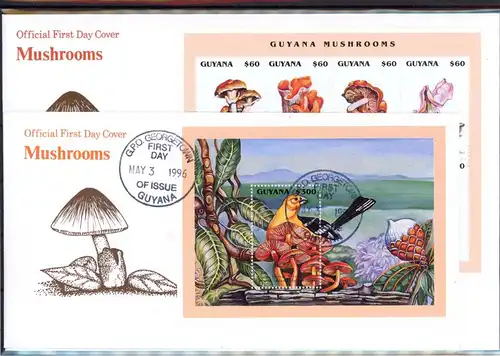 Guyana Kleinbogen 5526-5533, Block 502 Pilze Ersttagesbrief/FDC #1G496