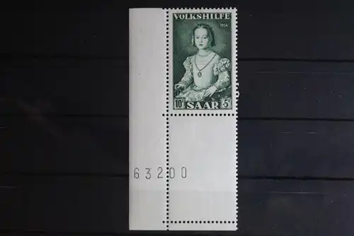 Saarland 355 postfrisch Eckrand mit Bogennummer ungefaltet #FZ036