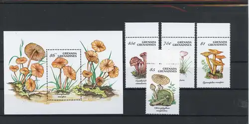 Grenada/ Grenadinen 1850, 52-53, 56, Block 299 postfrisch Pilze #1G348