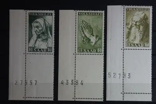 Saarland 365-367 postfrisch Eckrand mit Bogennummer ungefaltet #FZ120