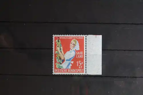 Saarland 443 postfrisch Seitenrand mit verfärbten Papier #FZ326