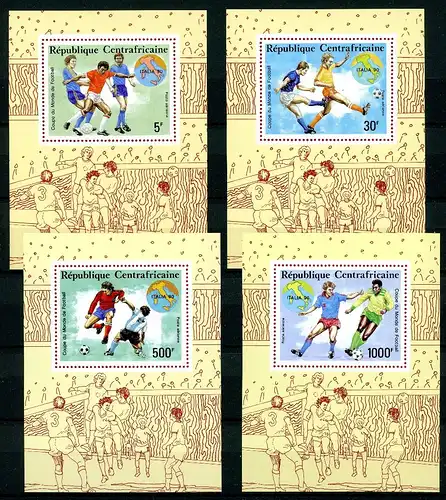 Zentralafrika Sonderblöcke 1436-1439 postfrisch Fußball WM 1990 #GB665