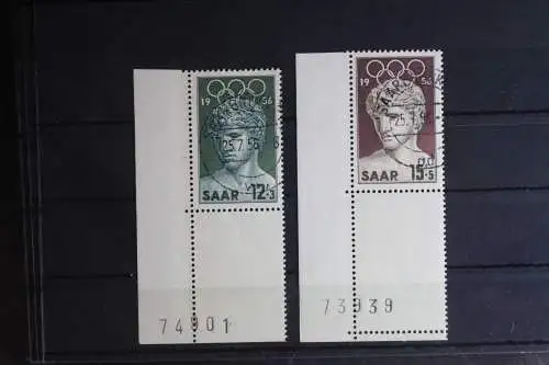 Saarland 371-372 gestempelt Eckrand mit Bogennummer ungefaltet #FZ156