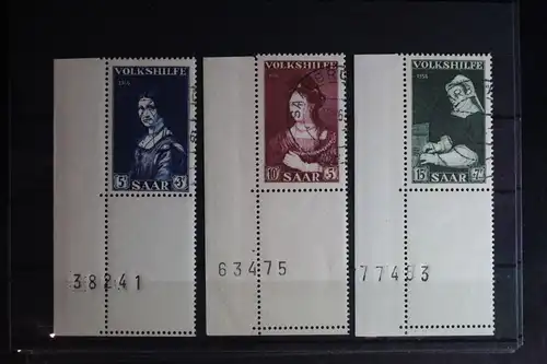 Saarland 376-378 gestempelt Eckrand mit Bogennummer ungefaltet #FZ188