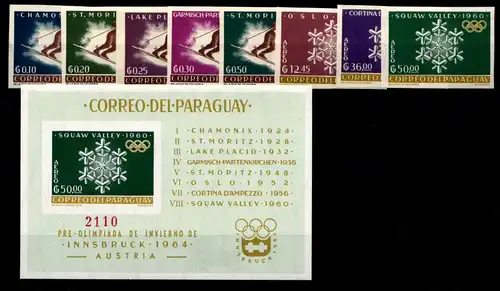 Paraguay 1200-1207 und Block 39 postfrisch #GD010