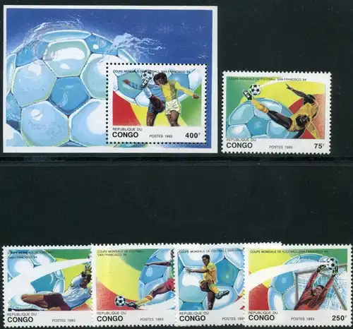 Kongo 1357-1362, Block 111 postfrisch Fußball #GB728