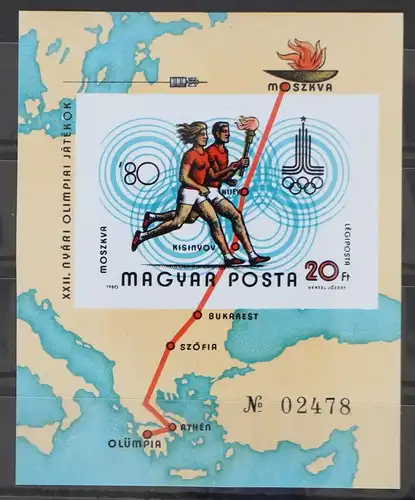 Ungarn Block 142 B postfrisch Olympia 1980 Moskau #GD506