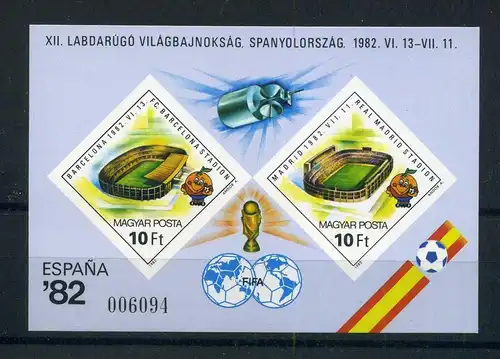 Ungarn Block 155 B postfrisch Fußball WM 1982 #GB609