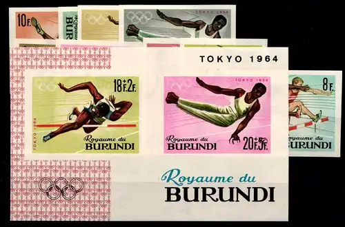 Burundi 125-134 B und Block 5 B postfrisch #GD055