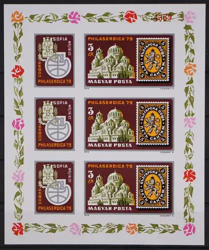 Ungarn 3342-3343 B postfrisch als Kleinbogen Briefmakenausstellung #GD371