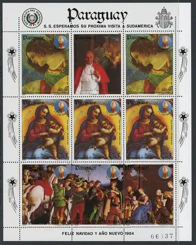 Paraguay KB mit 3 x 3732 postfrisch Raffael, Kunst #1H685