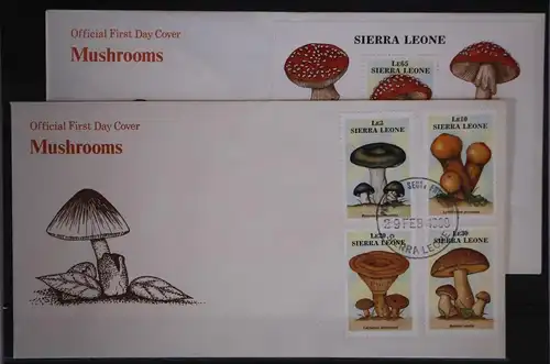 Sierra Leone 1076-1079 und Block 75 gestempelt als FDC/ Pilze #GC051