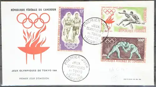 Kamerun 410-412 gestempelt als FDC, Olympia 1964 Tokio #GD417