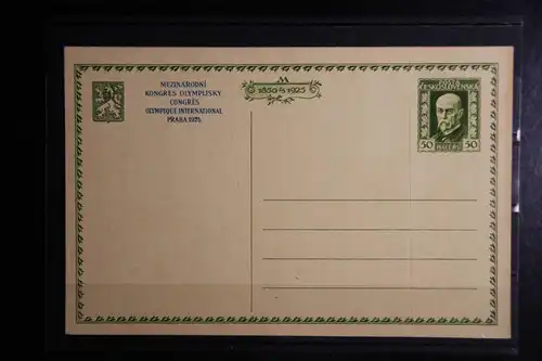 Tschechoslowakei Ganzsache, Druck blau, Olympischer Kongress 1925 #FZ424