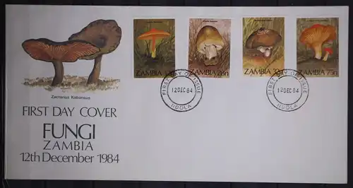 Sambia 325-328 gestempelt als FDC / Pilze #GC078
