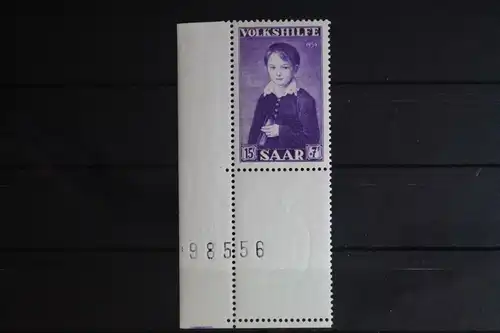 Saarland 356 postfrisch Eckrand mit Bogennummer ungefaltet #FZ037