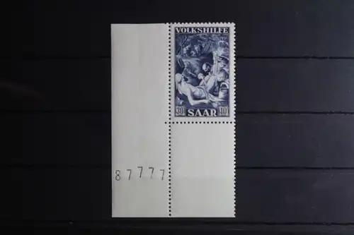 Saarland 312 postfrisch Eckrand mit Bogennummer ungefaltet #FX427