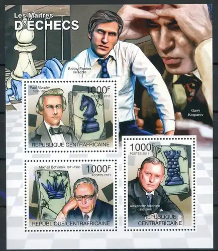 Zentralafr. Rep. 3144-3145 postfrisch als Kleinbogen, Schach #GB219