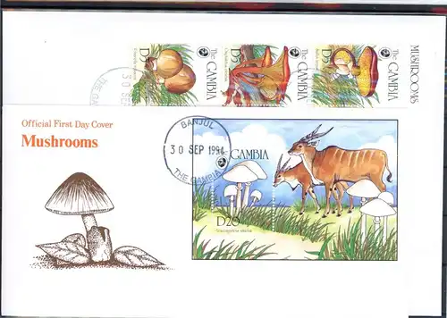 Gambia Kleinbogen 1964-1972, Block 239 Pilze Ersttagesbrief/FDC #1G474