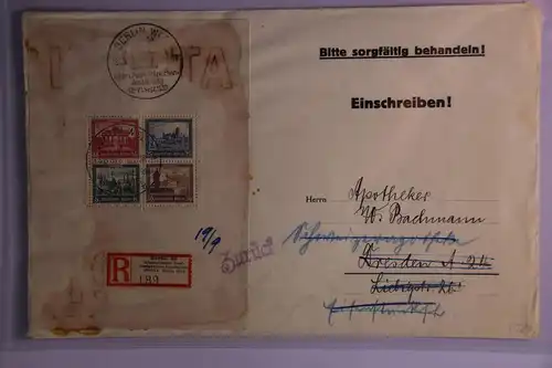 Deutsches Reich Block 1 auf Brief als Einzelfrankatur (Einschreiben) #BC602
