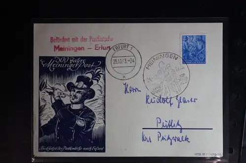 DDR 367 auf Postkarte roter Postkutschenstempel #BC621