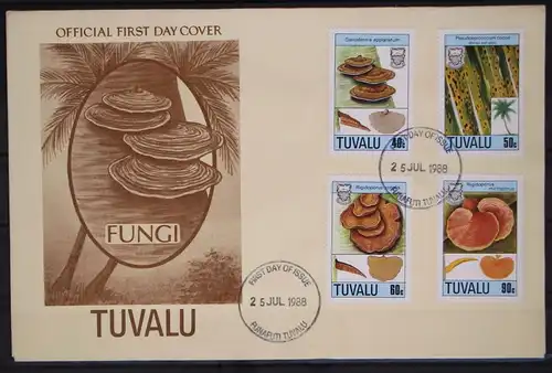 Tuvalu 518-521 gestempelt als FDC / Pilze #GC181